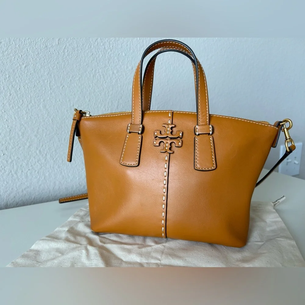 Tory Burch Squash Smooth Leather Mini McGraw Satchel - Picture 3 of 13